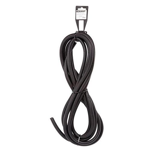 Труба автомобильная гофрированная ПП разрезная d9.8мм черн. (уп.5м) Rexant 15-1005 фото 1