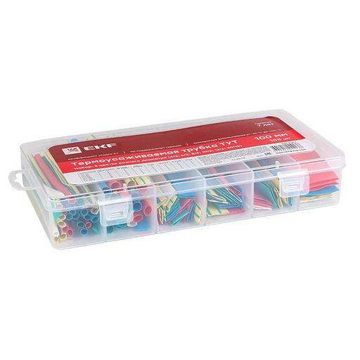 Набор трубок термоусадочных ТУТ 4/2; 6/3; 8/4; 10/5; 12/6; 20/10 100мм бокс 5 цветов 105шт PROxima E фото 1