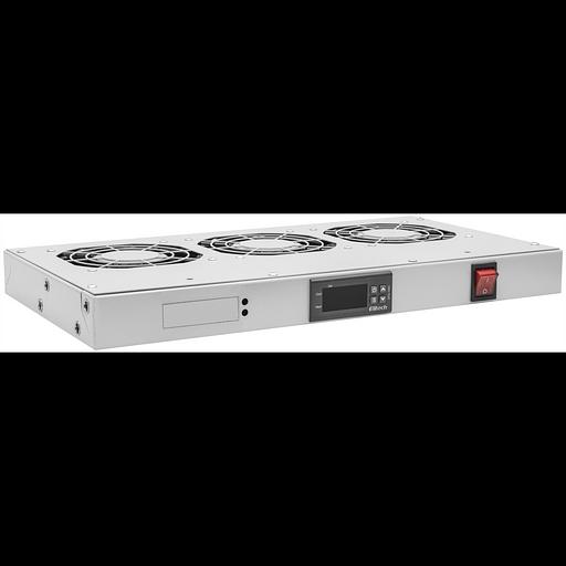 Модуль вентиляторный 19", 3 вентилятора, регулируемая глубина 230-415мм, с цифровым терморегулятором фото 1