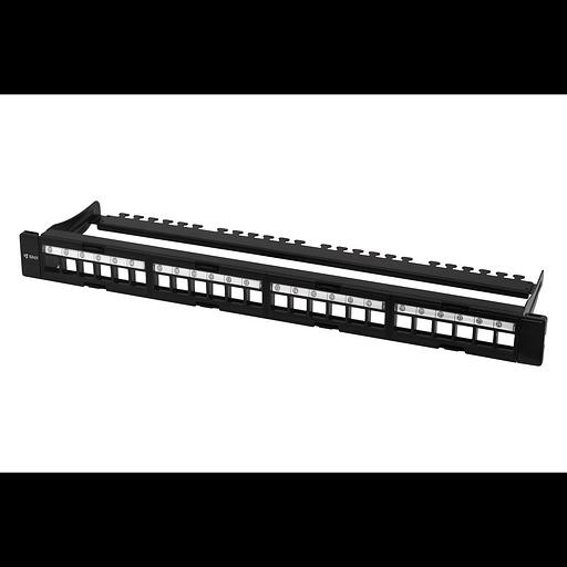Коммутационная панель SNR, 19" для модулей KeyStone, незагруженная, неэкранированная, 1U, 24 порта, разборная, порты без шторок фото 1