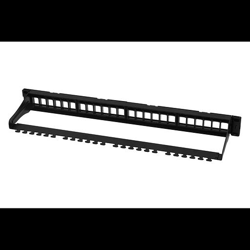 Коммутационная панель SNR, 19" для модулей KeyStone, незагруженная, неэкранированная, 1U, 24 порта, разборная, порты без шторок фото 2