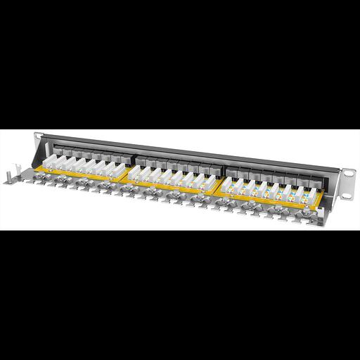 Коммутационная панель SNR, 19" экранированная, 1U, 24 порта, cat.6, горизонтальная заделка фото 3