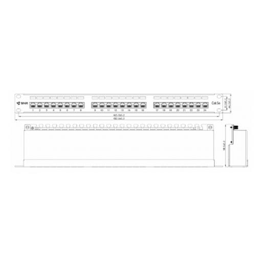 Коммутационная панель SNR, 19" экранированная, 1U, 24 порта, cat.6, горизонтальная заделка фото 4
