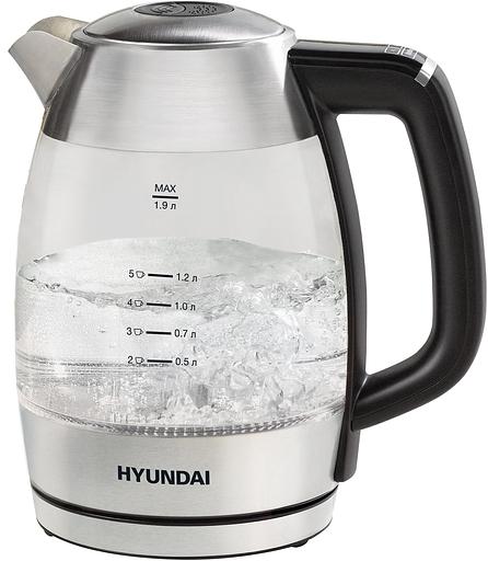 Чайник электрический Hyundai HYK-G9408 1.9л. 2200Вт черный/серебристый корпус: стекло фото 1