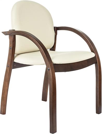 Стул Бюрократ ДЖУНО светло-бежевый эко.кожа на ножках дерево фото 1