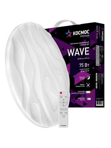 Светильник светодиодный ДБО-75 Вт настенно-потолочный управляемый WAVE 230В 3000-6500K 6000Лм 490x85мм фото 2