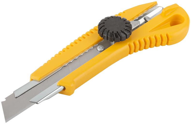 Нож технический 18 мм усиленный пластиковый, вращ прижим фото 2