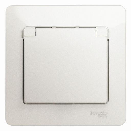 Розетка 1-м СП Glossa 16А IP20 с заземл. защ. шторки с крышкой в сборе перламутр. SE GSL000646 фото 1