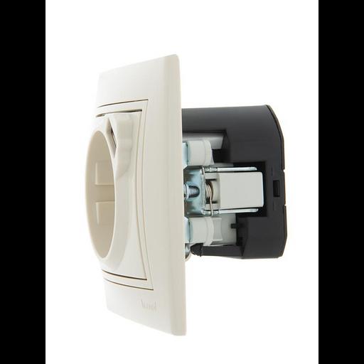 Розетка 1-м СП Mira 16А с заземл. + USB разъем крем. LEZARD 701-0303-181 фото 4