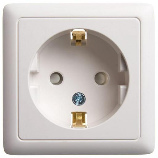 Розетка 1-м ОП Хит 16А IP20 250В с заземл. защ. шторки бел. SE RA16-138-B фото 1
