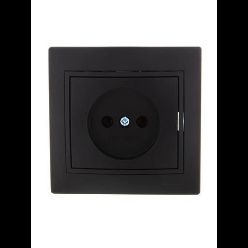 Розетка 1-м СП Mira 16А IP20 без заземл. со вставкой керамика черн. бархат LEZARD 701-4242-121 фото 1