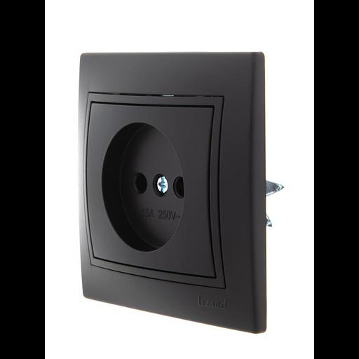 Розетка 1-м СП Mira 16А IP20 без заземл. со вставкой керамика черн. бархат LEZARD 701-4242-121 фото 2