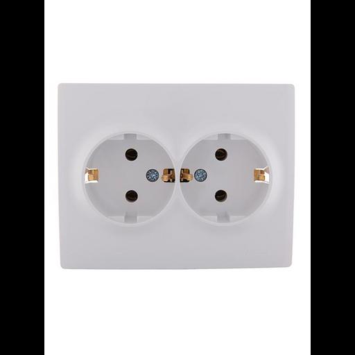 Розетка 2-м СП Karina с заземл. термопласт бел. LEZARD 707-0200-127B фото 1