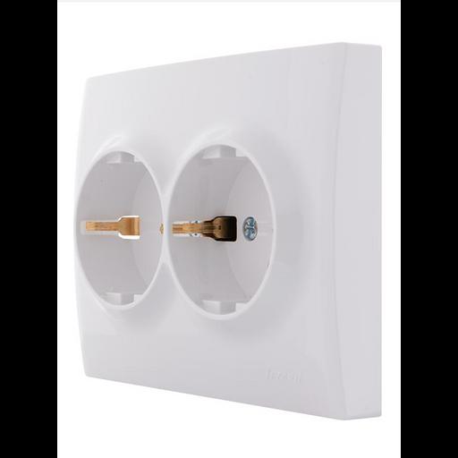 Розетка 2-м СП Karina с заземл. термопласт бел. LEZARD 707-0200-127B фото 2