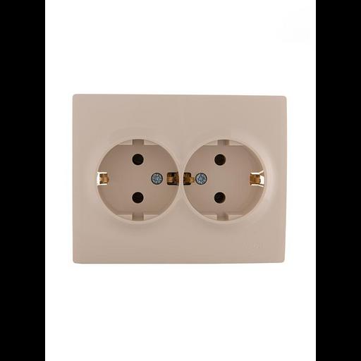 Розетка 2-м СП Karina с заземл. термопласт крем. LEZARD 707-0300-127B фото 1