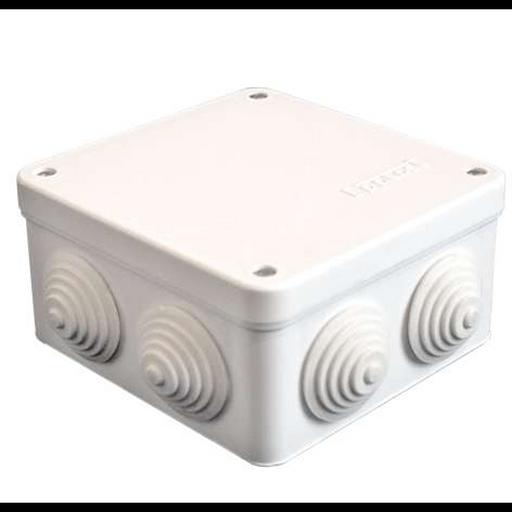 Коробка распределительная ОП 105х105х56мм IP54 7 выходов 4 гермоввода крышка на винтах бел. Epplast фото 1