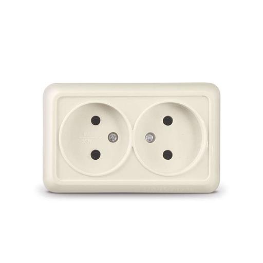 Розетка 2-м ОП Олимп 16А IP20 без заземл. сл. кость UNIVersal Б-О0102 фото 1