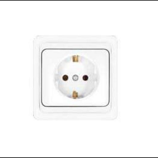 Розетка 1-м СП Валери 16А IP20 с заземл. бел. UNIVersal В0028 фото 1