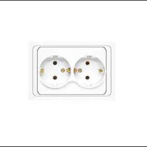 Розетка 2-м СП Валери 16А IP20 с заземл. бел. UNIVersal В0128 фото 1