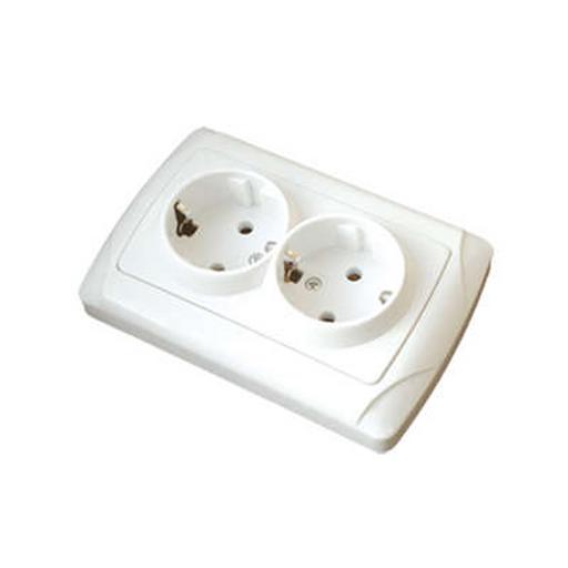 Розетка 2-м СП Маргарита 16А IP20 с заземл. бел. UNIVersal М0128 фото 1