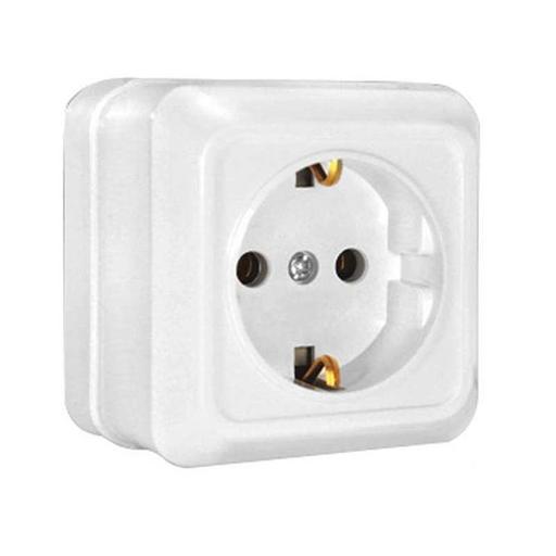Розетка 1-м ОП Олимп 16А IP20 с заземл. бел. UNIVersal О0028 фото 1