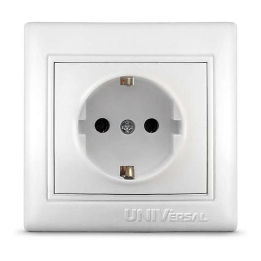 Розетка 1-м СП Севиль 16А IP20 с заземл. бел. UNIVersal С0028 фото 1