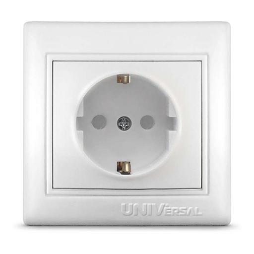 Розетка 1-м СП Севиль 16А IP32 с заземл. защ. шторки бел. UNIVersal С0049 фото 1