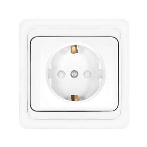 Розетка 1-м СП Валери 16А IP20 с заземл. защ. шторки бел. UNIVersal В0028х фото 1
