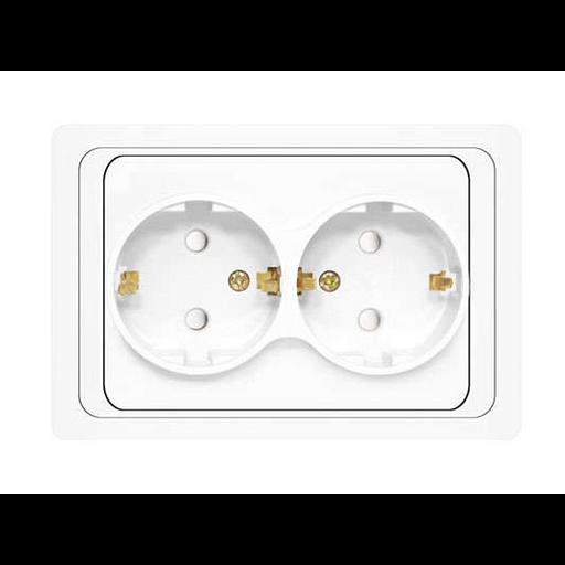 Розетка 2-м СП Валери 16А IP20 с заземл. защ. шторки бел. UNIVersal В0128x фото 1