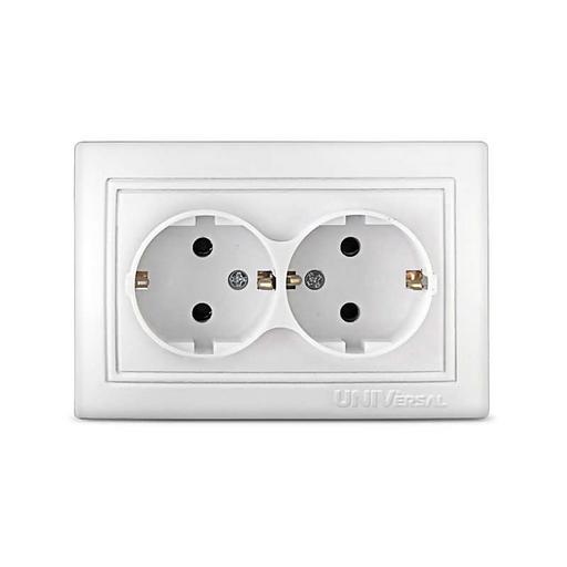 Розетка 2-м СП Севиль 16А IP20 с заземл. бел. UNIVersal С0128 фото 1