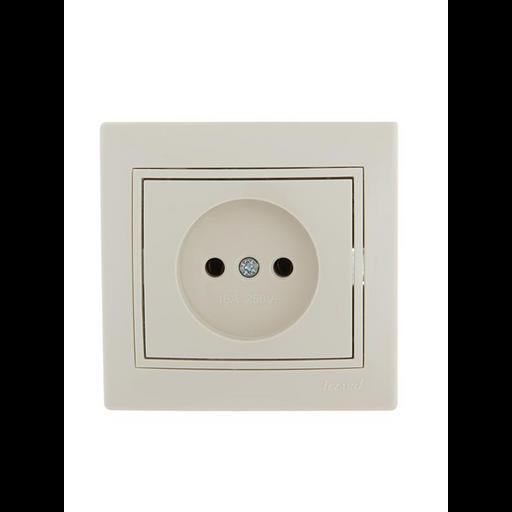 Розетка 1-м СП Mira 16А IP20 без заземл. со вставкой керамика крем. LEZARD 701-0303-121 фото 1