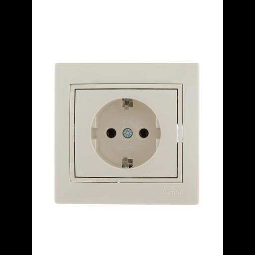 Розетка 1-м СП Mira 16А IP20 с заземл. со вставкой керамика крем. LEZARD 701-0303-122 фото 1