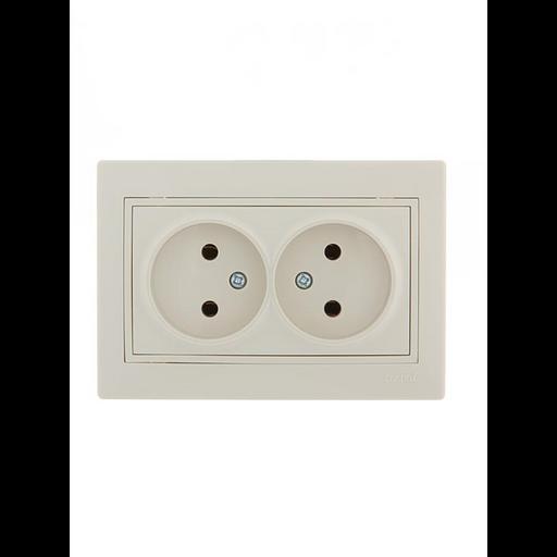 Розетка 2-м СП Mira 16А IP20 без заземл. со вставкой керамика крем. LEZARD 701-0303-128 фото 1