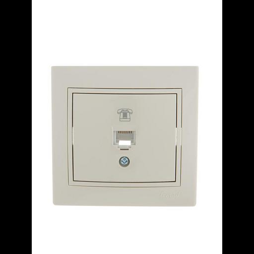 Розетка телефонная 1-м СП Mira RJ11 крем./крем.. LEZARD 701-0303-137 фото 1