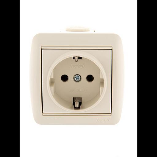 Розетка 1-м ОП Nata 16А IP20 с заземл. керамика крем. LEZARD 710-0300-122 фото 1