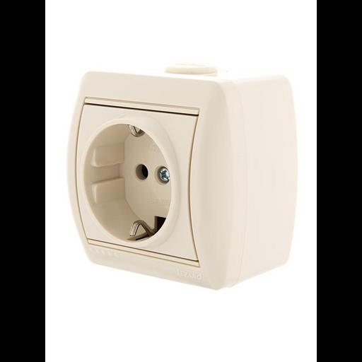 Розетка 1-м ОП Nata 16А IP20 с заземл. керамика крем. LEZARD 710-0300-122 фото 4