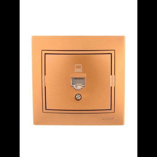 Розетка компьютерная 1-м СП Mira RJ45 зол. метал. LEZARD 701-1313-139 фото 1