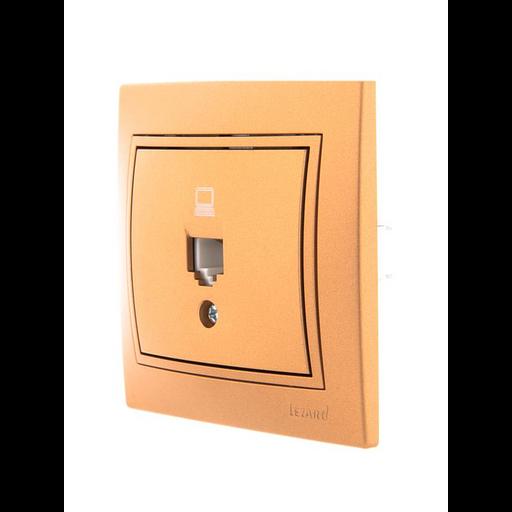 Розетка компьютерная 1-м СП Mira RJ45 зол. метал. LEZARD 701-1313-139 фото 3