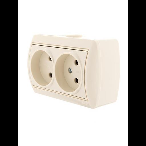 Розетка 2-м ОП Nata 16А IP20 без заземл. керамика крем. LEZARD 710-0300-128 фото 4