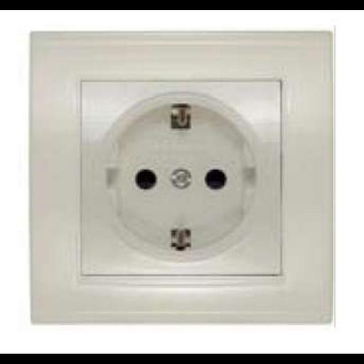 Розетка 1-м СП Бриллиант 16А IP20 с заземл. защ. шторки сл. кость UNIVersal 7948851 фото 1