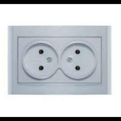 Розетка 2-м СП Бриллиант 16А IP20 без заземл. серебр. UNIVersal 7949766 фото 1