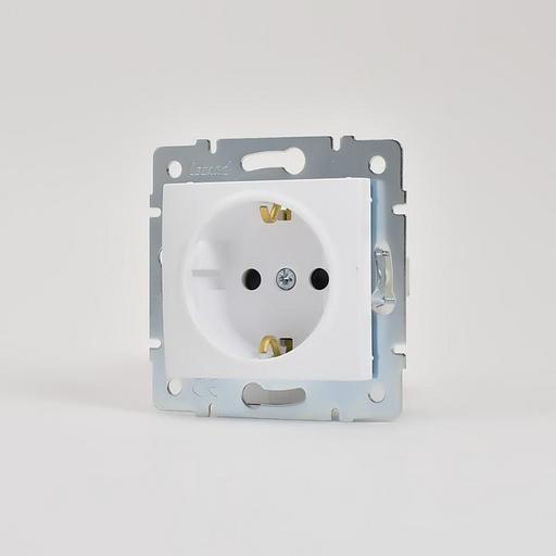 Розетка 1-м СП Karina с заземл. защ. шторки термопласт механизм бел. LEZARD 707-0288-124B фото 3