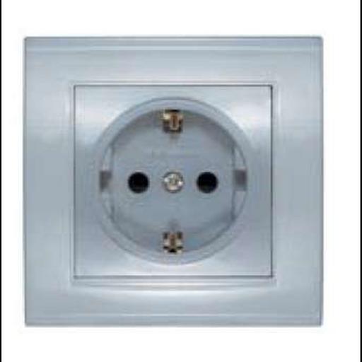 Розетка 1-м СП Бриллиант 16А IP20 с заземл. защ. шторки серебр. UNIVersal 7949889 фото 1