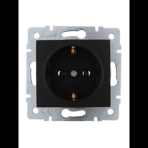 Розетка 1-м СП Karina с заземл. термопласт механизм черн. бархат LEZARD 707-4288-122B фото 1