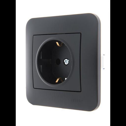 Розетка 1-м СП Karina с заземл. термопласт механизм черн. бархат LEZARD 707-4288-122B фото 3