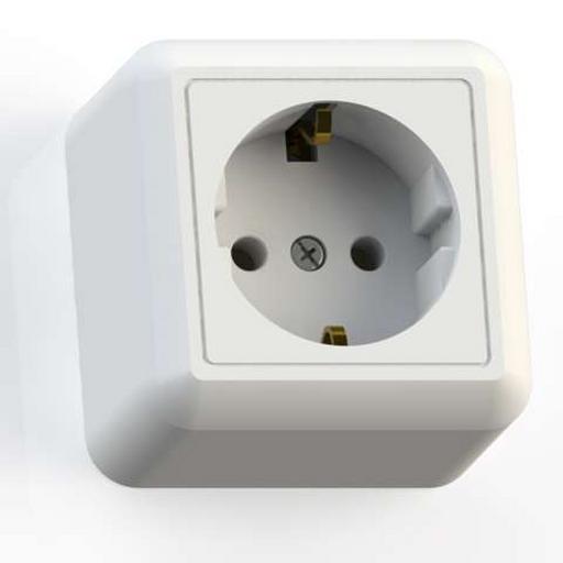 Розетка 1-м ОП Оптима РА16-376 16А IP20 с заземл. с монтаж. пластиной бел. Кунцево 8007 фото 1