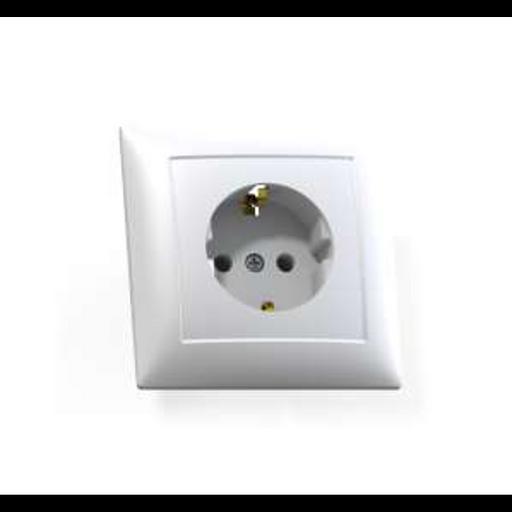 Розетка 1-м СП Селена РС16-370 16А IP20 с заземл. бел. Кунцево 8111 фото 1