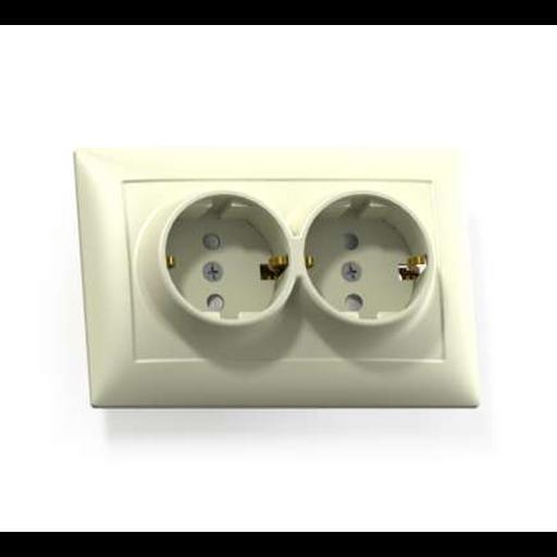 Розетка 2-м СП Селена РС16-372 16А IP20 с заземл. сл. кость Кунцево 8148 фото 1