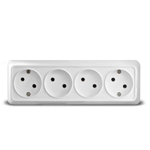 Розетка 4-м ОП Олимп 16А IP20 без заземл. бел. UNIVersal 1162 фото 1
