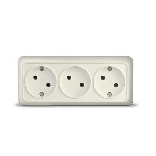 Розетка 3-м ОП Олимп 16А IP20 без заземл. сл. кость UNIVersal 1166 фото 1